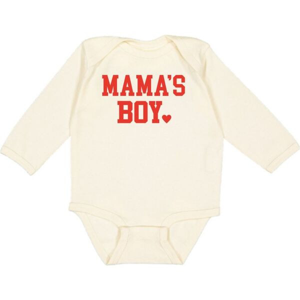 Mama's Boy Valentine's Day Long Sleeve Bodysuit, Natural | Maisonette