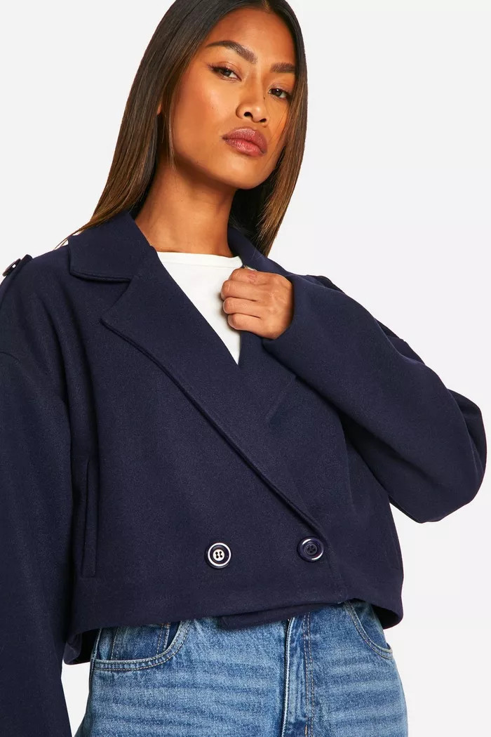 Cropped Wool Look Jacket | Boohoo.com (UK & IE)