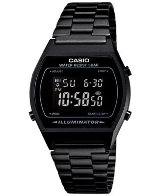 Casio Men's Digital Vintage Black Stainless Steel Bracelet Watch 39x39mm B640WB-1BMV - Macy's | Macy's