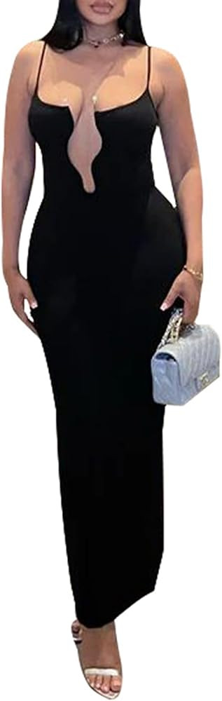 Ekaliy Women's Sexy Bodycon Maxi Dress Deep V Neck Sleeveless Summer Elegant Sexy Long Dress Part... | Amazon (US)