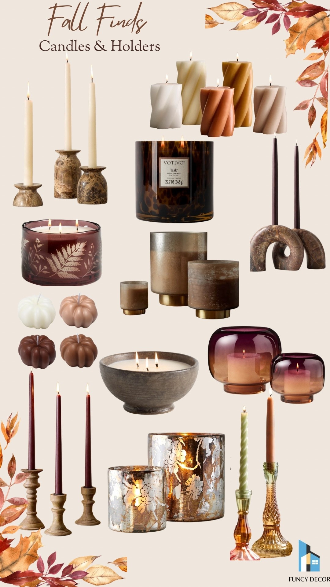 Fall candles and holders are the perfect touch for any shelf, table, coffee table or counter!

#LTKSeasonal #LTKHome