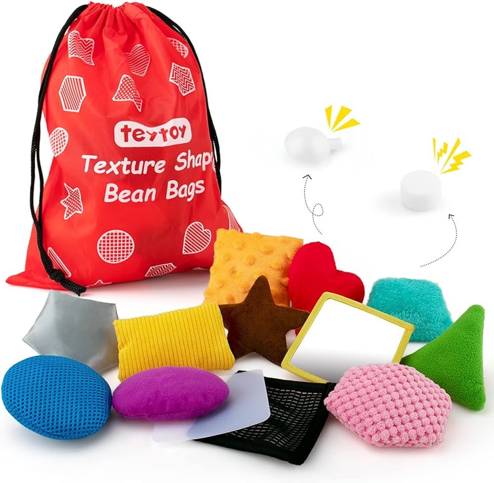 Texture Sensory Bean Bags,Toddler Sensory Toys for Babies,Preschool Toys Set of 13 Beanbags, Shap... | Amazon (US)