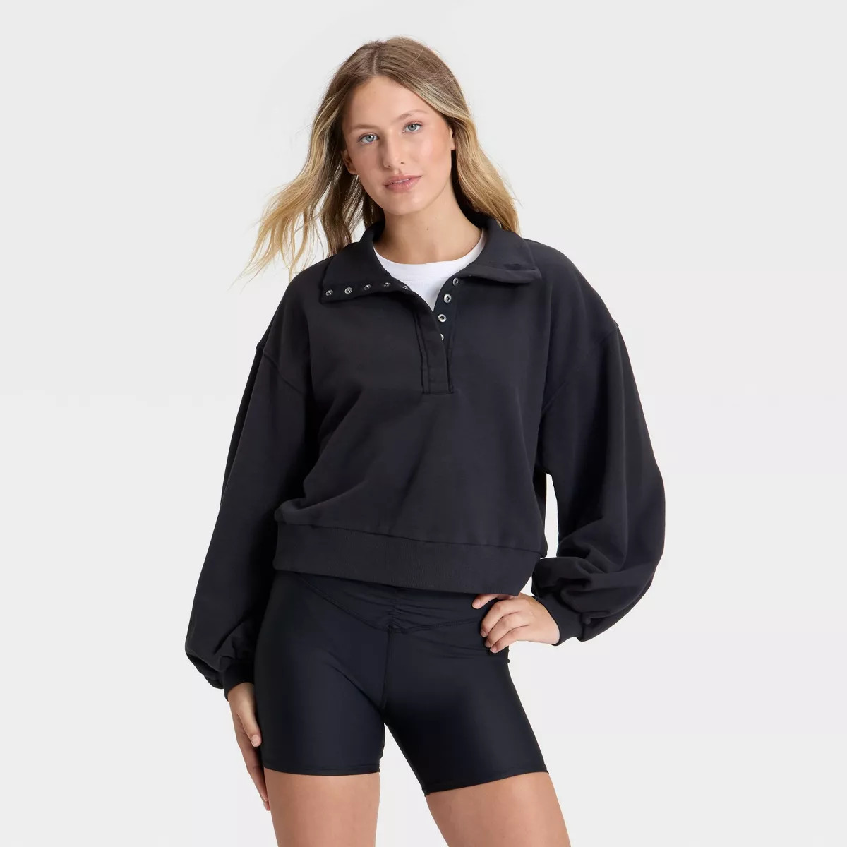 Women's Henley French Terry Sweatshirt - JoyLab™ | Target