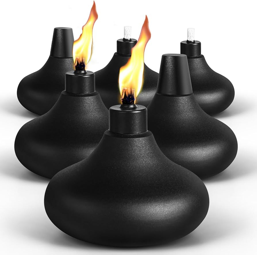 6 Pack Metal Table Top Torches, 24.5oz Citronella Torches for Outside, Refillable Flame Light Tor... | Amazon (US)