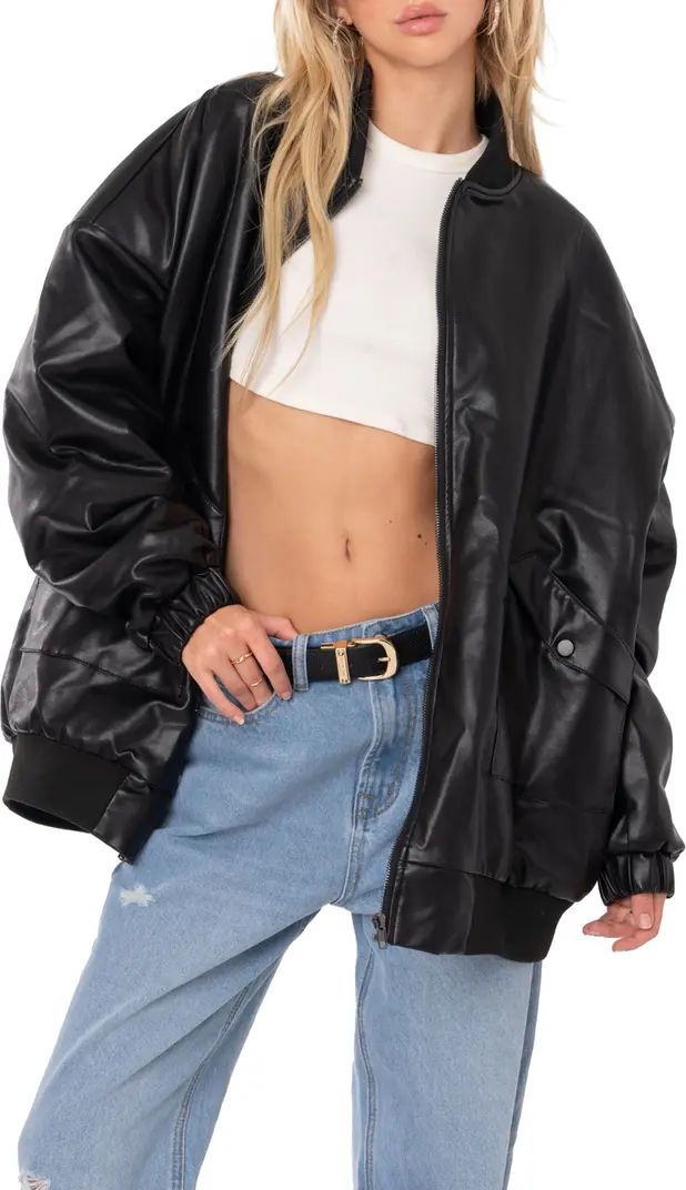 Oversize Faux Leather Bomber Jacket | Nordstrom