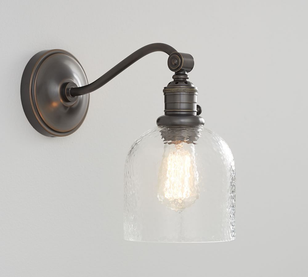 Curved Arm Textured Glass Sconce | Pottery Barn (US)