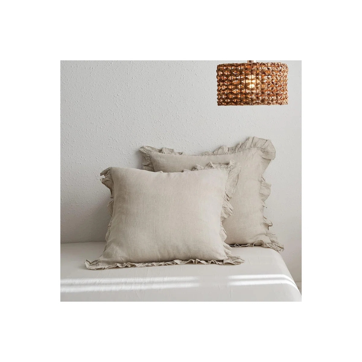 100% Linen Euro Sham Covers With Ruffle, 2Pcs Pillow Covers 26X26 Inches | Wayfair North America