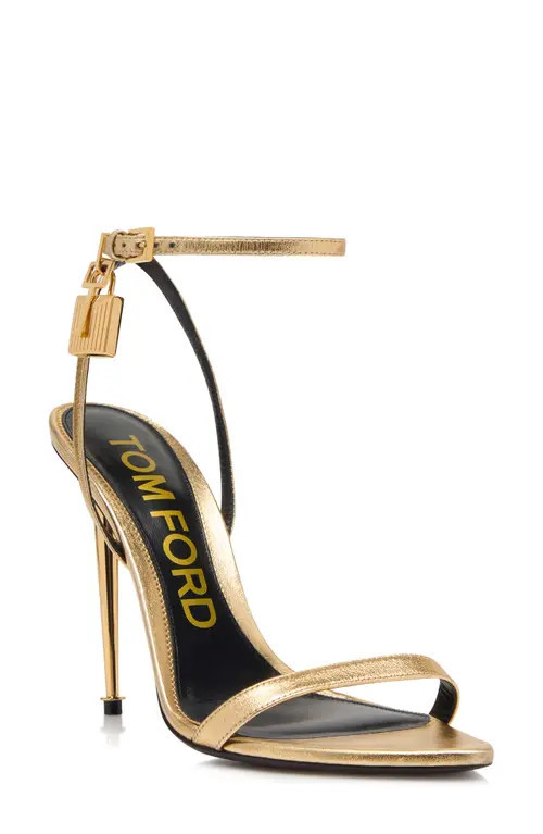 TOM FORD Padlock Naked Metallic Pointy Toe Sandal in 1Y004 Gold at Nordstrom, Size 9.5Us | Nordstrom