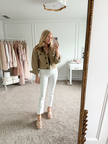 Loving these new arrivals from Walmart! I’ve paired this utility jacket with white denim and raffia platform shoes. This would be a great outfit for a cool spring day!

#LTKfindsunder100 #LTKstyletip #LTKshoecrush
