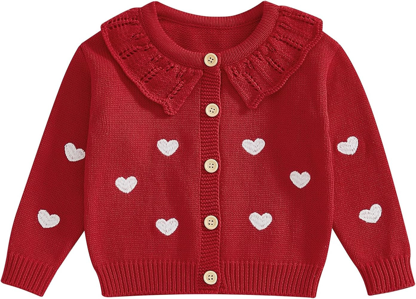 Aiwpstoin Toddler Baby Girl Heart Cardigan Sweater Long Sleeve Button Up Knitted Jacket Coat Knit... | Amazon (US)