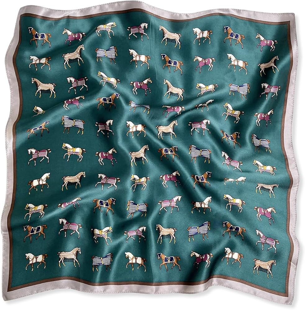 LumiSyne Silk Scarf Women Square Scarf Vintage Horse Pattern Lightweight Satin Small Scarves Mult... | Amazon (UK)