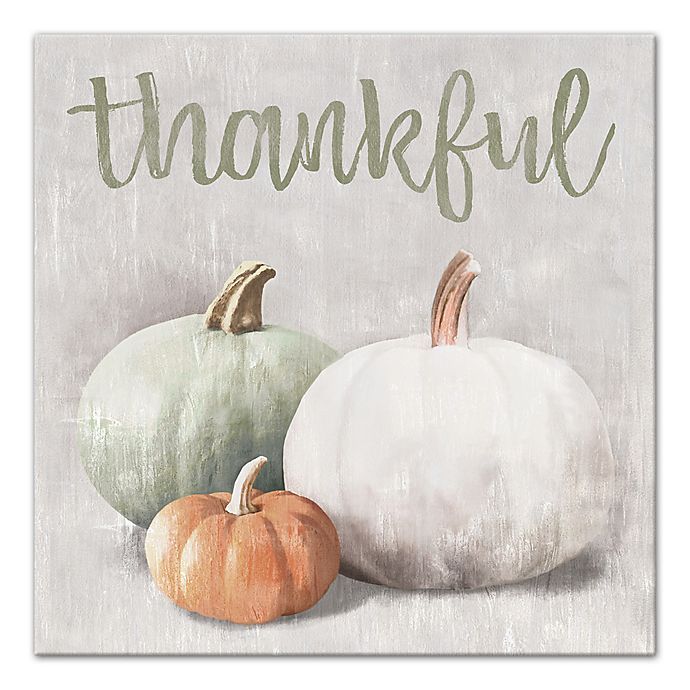 Designs Direct "Thankful" 16-Inch Square Canvas Wall Art | Bed Bath & Beyond