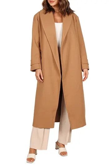 Petal & Pup Emersyn Tie Front Coat in Camel at Nordstrom Rack, Size Medium | Nordstrom Rack