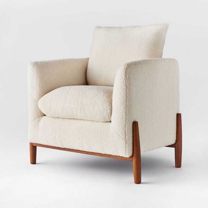 Elroy Sherpa Accent Chair with Wood Legs Cream - Threshold™ designed with Studio McGee | Target