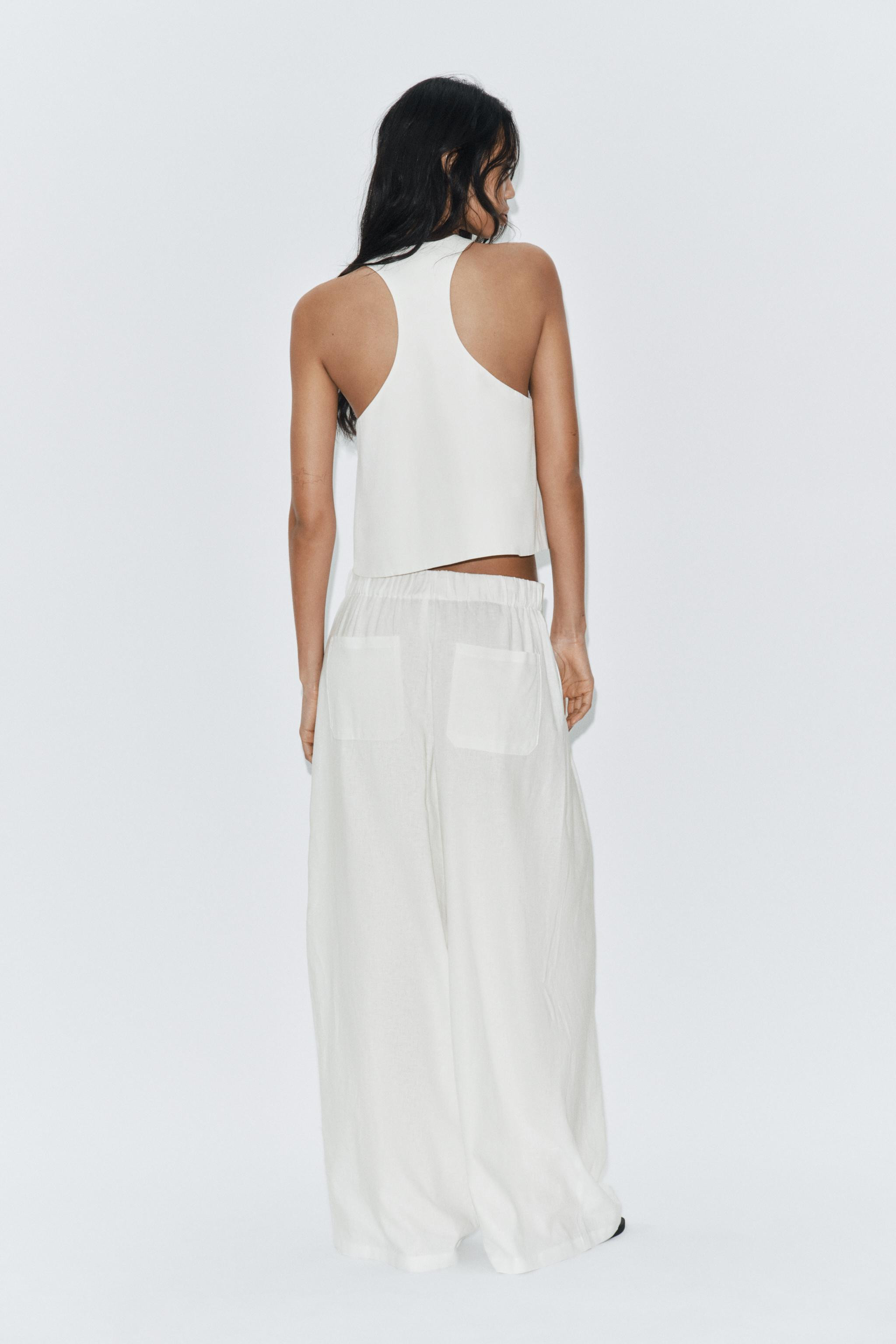 WIDE LEG PLEATED LINEN PANTS | Zara US