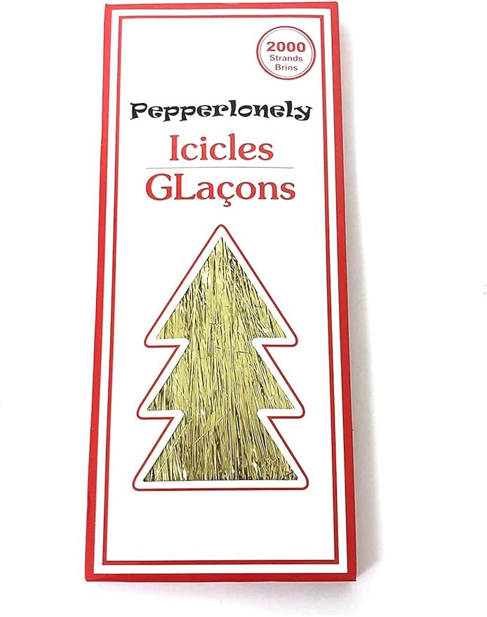 PEPPERLONELY 2000 Strands Icicles Tinsel Tree Christmas Decorations, Gold | Amazon (US)