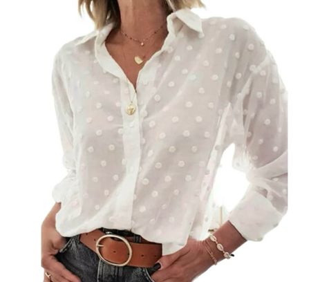 Spring Summer white casual , feminine button up blouse, top.

#LTKfindsunder50 #LTKSeasonal #LTKstyletip