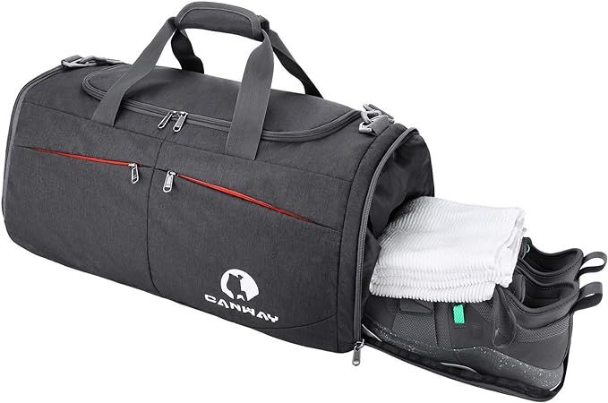 Canway Sports Gym Bag, Travel Duffel bag with Wet Pocket & Shoes Compartment for men women, 45L,... | Amazon (US)