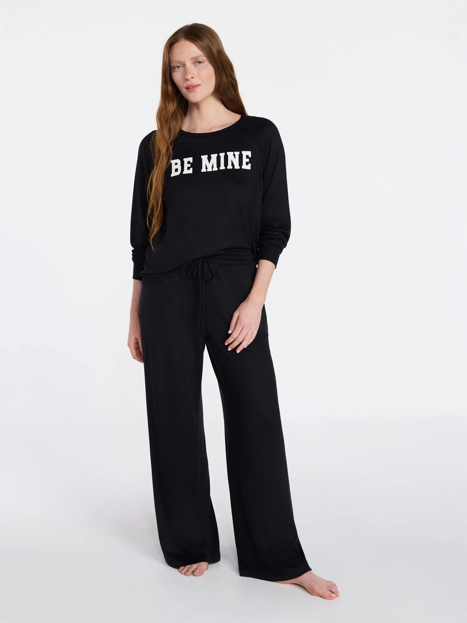 Joyspun Women's Cozy Lounge Collection Hacci Long Sleeve Top and Pants Pajama Set, 2-Piece, Sizes... | Walmart (US)