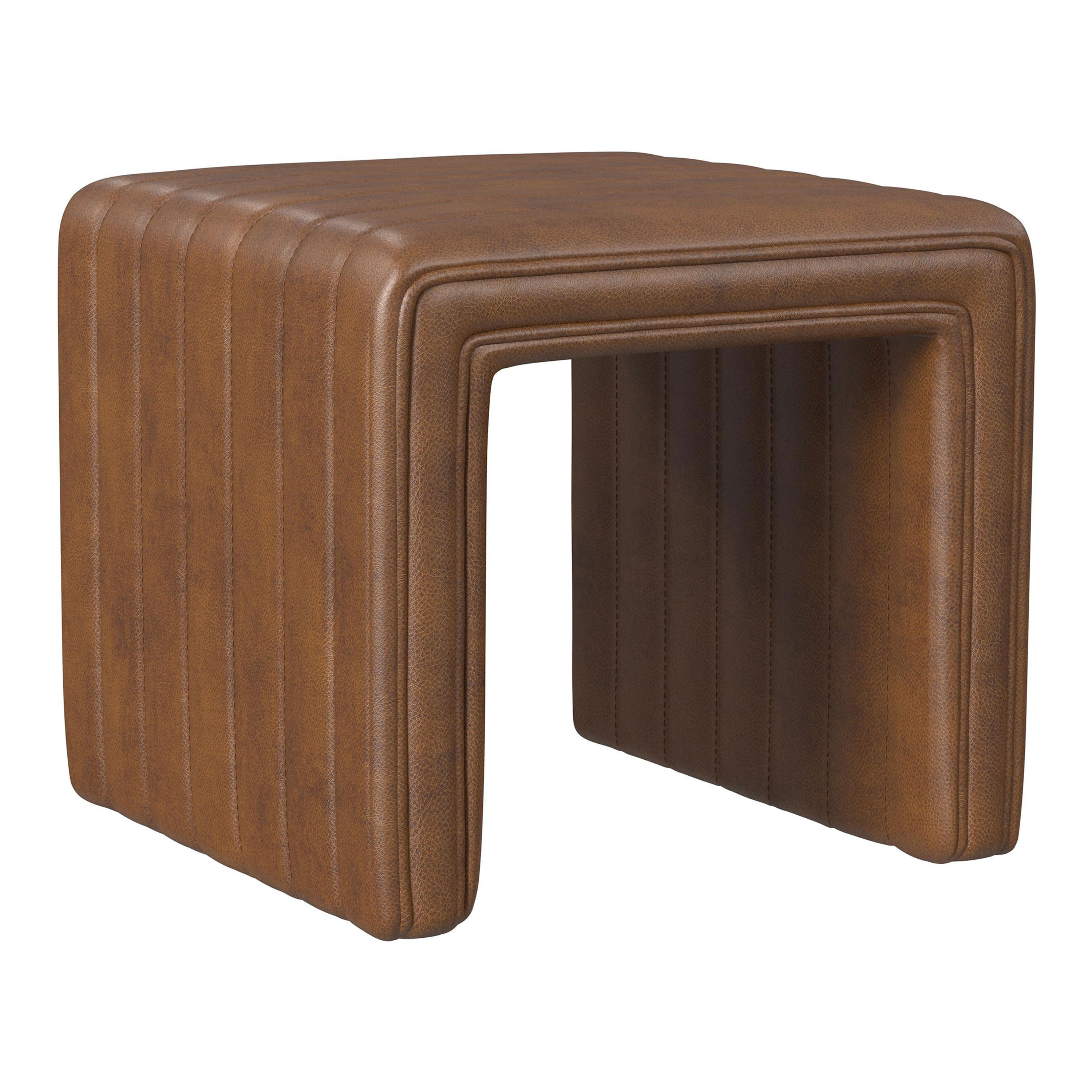 Sydney Square Channel Tufted U Shaped Upholstered Ottoman - World Market | World Market