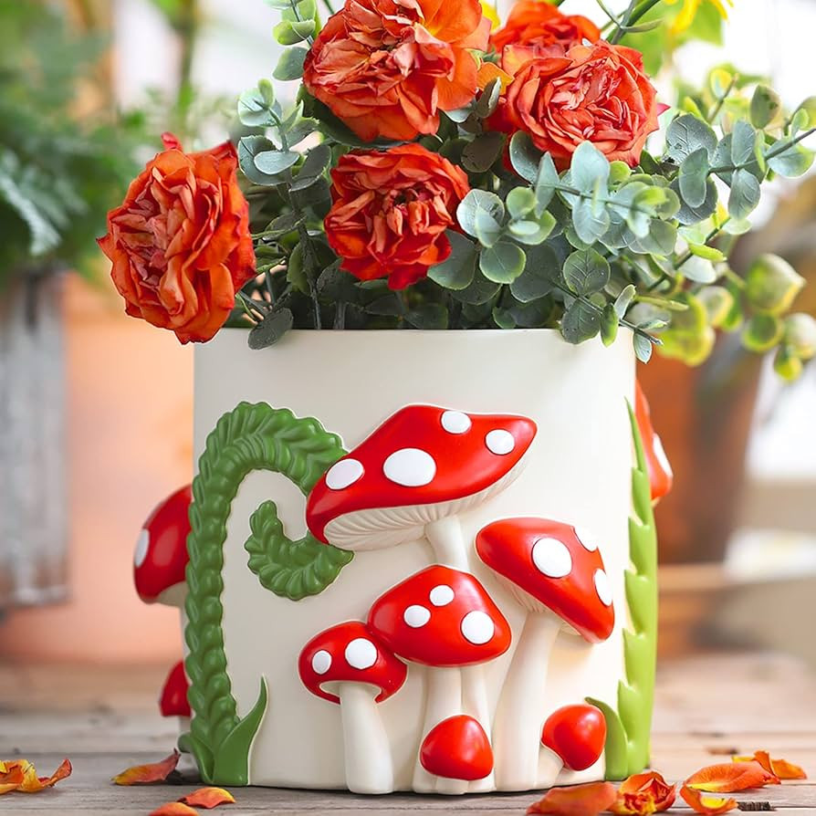 GUGUGO Colorful Mushrooms Planters Cute Unique Rainbow Planter with Drainage, Vintage Retro Flowe... | Amazon (US)