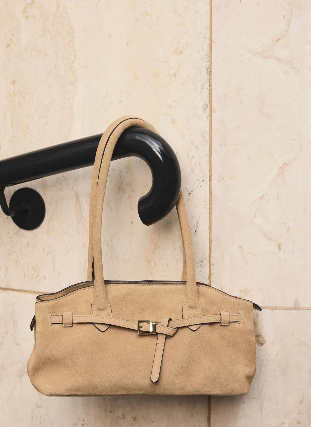 Brooke Neutral Suede Shoulder Bag | Mint Velvet