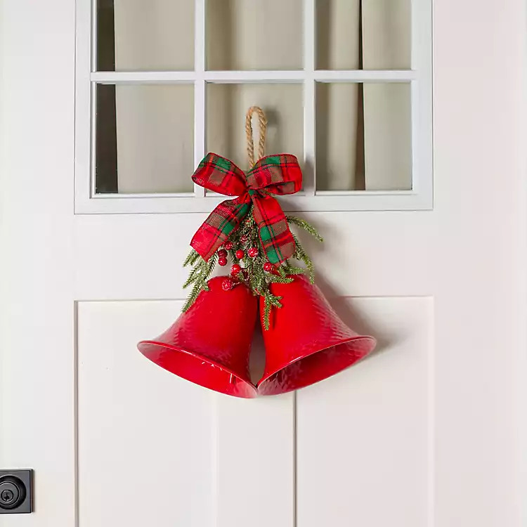 Red Metal Christmas Bells with Greenery | Kirklands Home | Kirklands