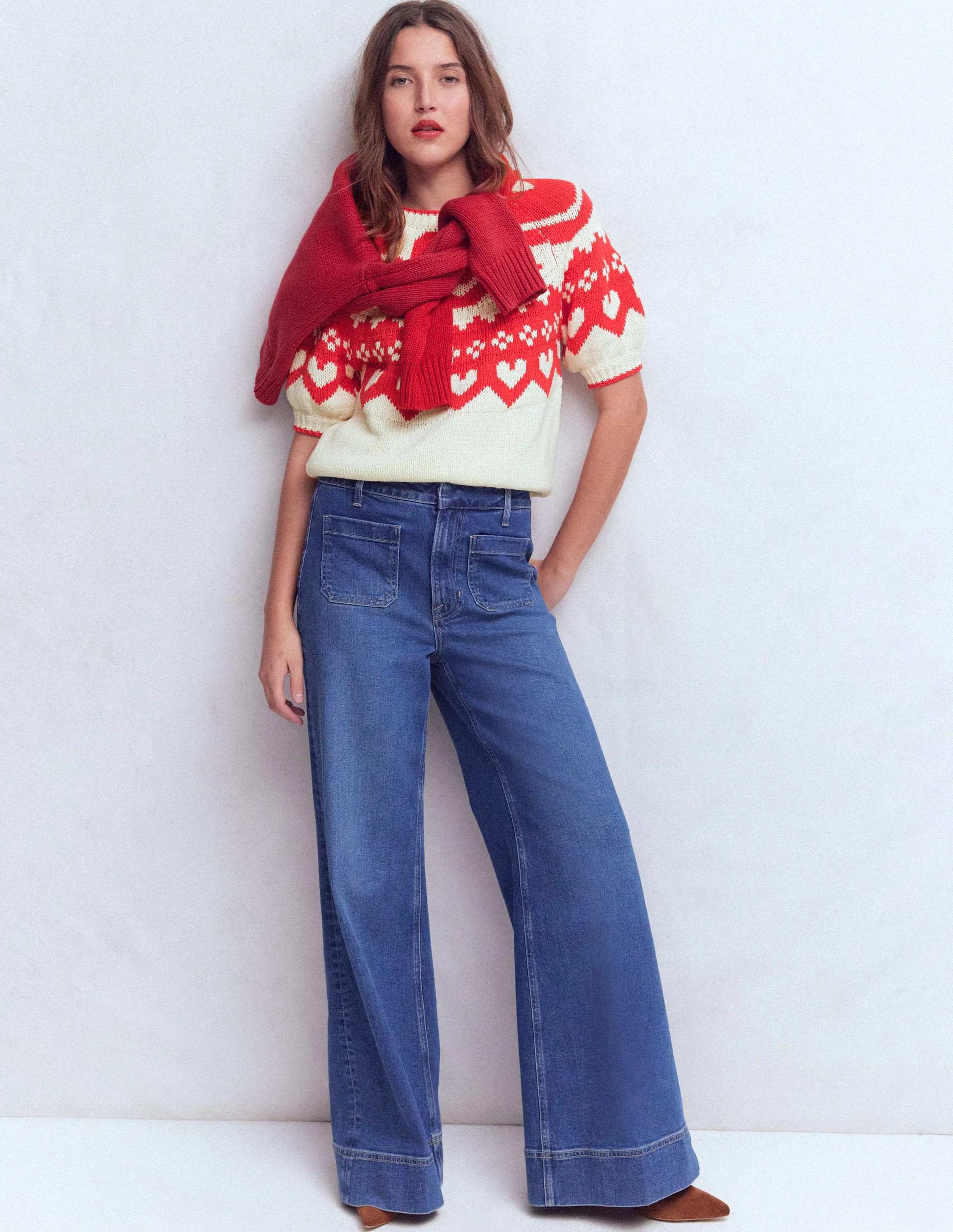 Margot Puff Sleeve T-Shirt-Warm Ivory Strawberry | Boden (US)