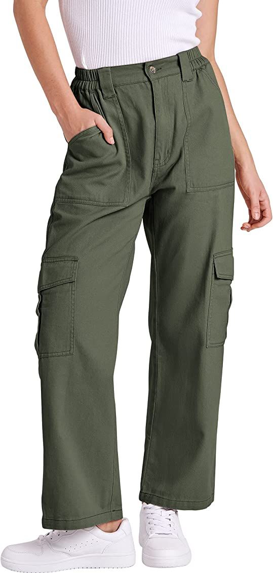 ANRABESS Women's Cargo Pants High Waisted Baggy Multiple Pockets Casual Trendy Fashion... | Amazon (US)