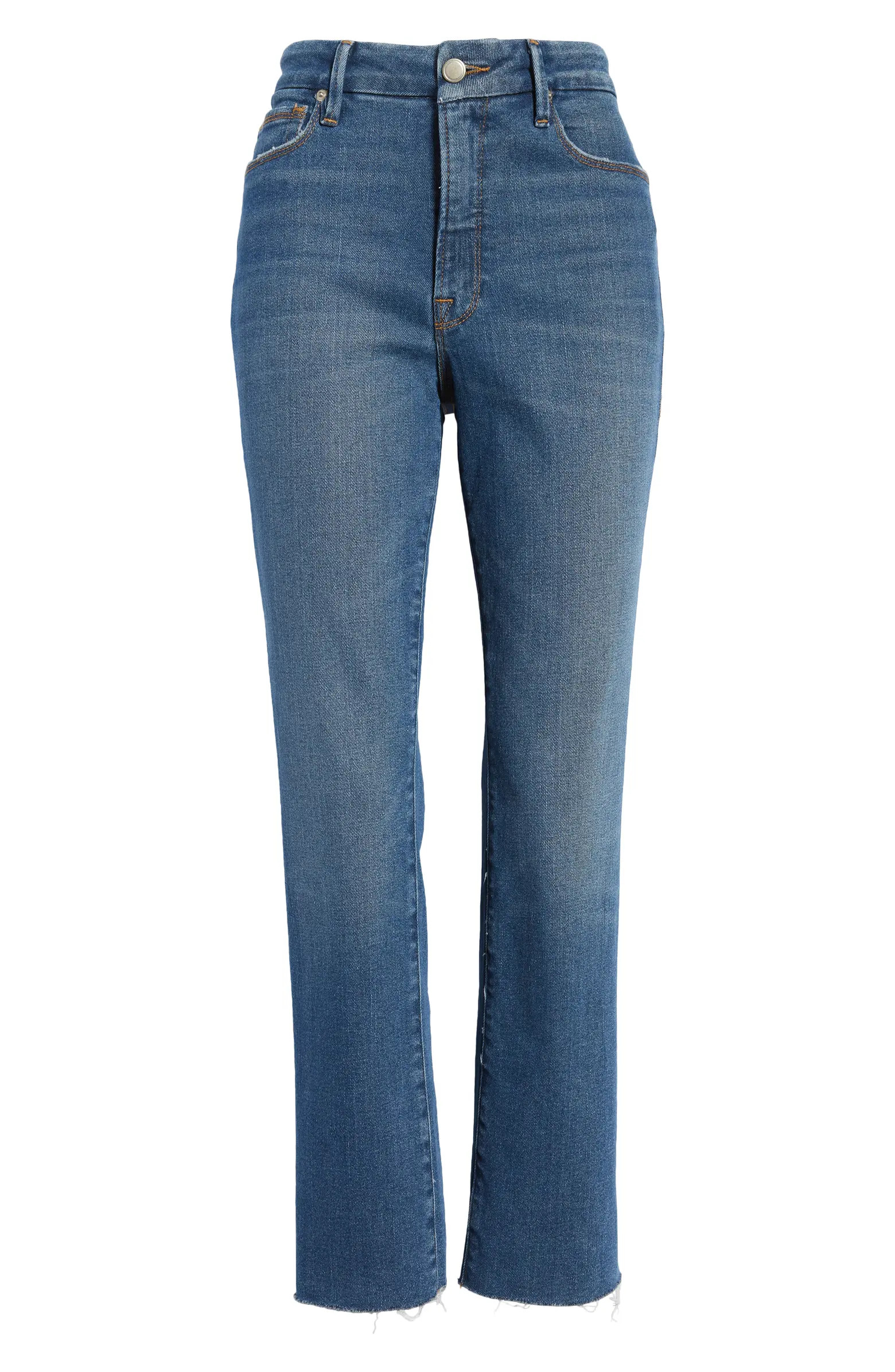 Good Straight Raw Hem High Waist Straight Leg Jeans | Nordstrom