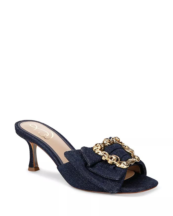 Women's Pietra Square Toe Embellished Mid Heel Sandals | Bloomingdale's (US)