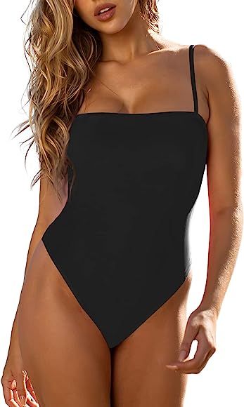 RELLECIGA Women's High Cut Bandeau One Piece Swimsuits with Adjustable Shoulder Straps | Amazon (US)