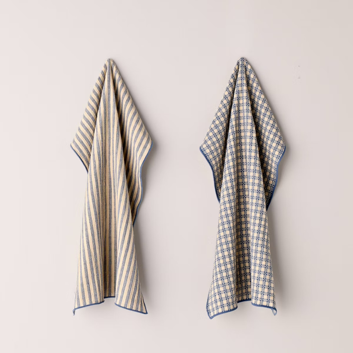 2ct Reversible Textured Gingham/Stripe Kitchen Towel Set - Hearth & Hand™ with Magnolia | Target