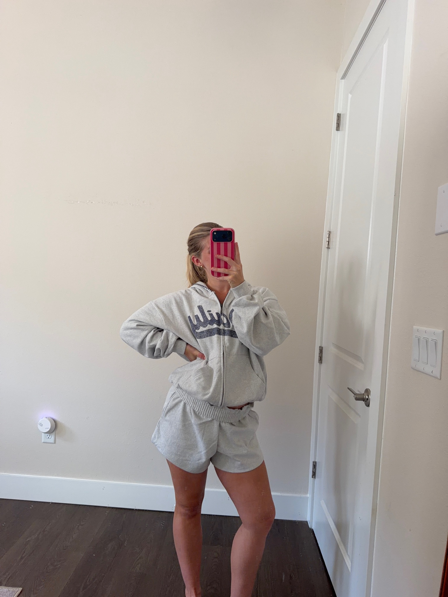 New Daily Drills grey front zip hoodie with matching fleece shorts!  I also bought this in red!

#LTKootd #LTKBump #LTKgrwm