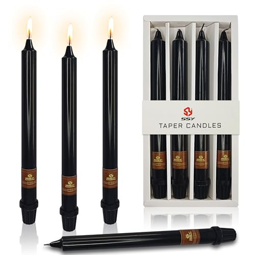 Unscented Halloween Taper Candles Sticks 4 PCS Black Taper Candlesticks 10 inch Cute Taper Candles Stick Candles for Halloween Party Home Décor | Amazon (US)