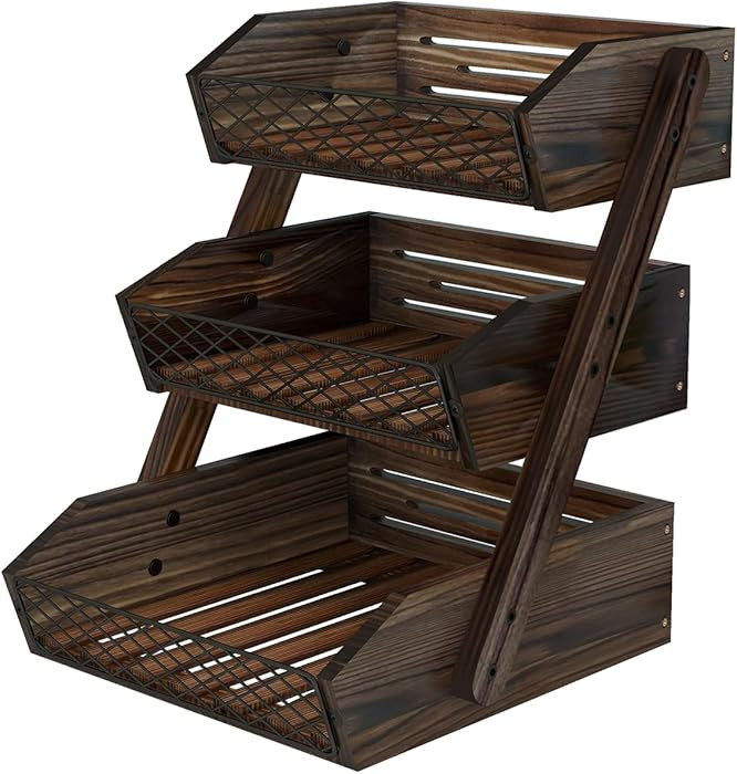 Dorhors Fruit Basket for Kitchen, 3 Tier Fruit Bowl for Kitchen Counter,Wooden Vegetable Holder f... | Amazon (US)