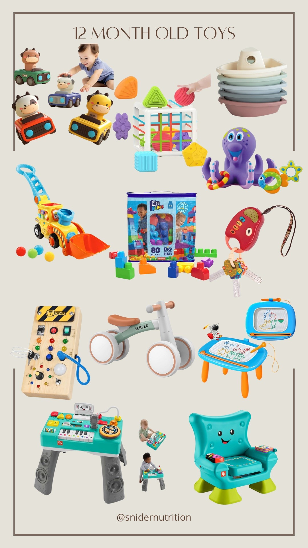 Toys for your 12 month old! We own most of these and love them. My kid is super active and he loves activities, things that make music, and light switches!


12 month toys, 1 year old toys, 1 year old activities, 12 month old activities, affordable toys, kids toys, kids activities, Amazon toys, cheap infant toys

#LTKKids #LTKBaby #LTKFindsUnder50