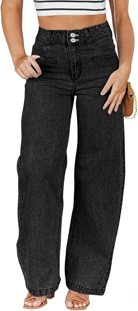 Eytino Women's Plus Size Jeans High Waisted Straight Leg Stretchy Jeans Trendy Casual Loose Denim... | Amazon (US)