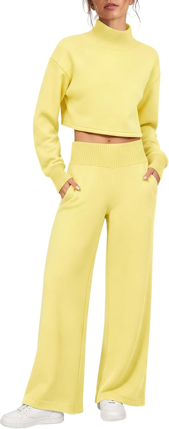 Nirovien Womens Sweatsuits 2 Piece Set Mock Neck Sweat Suit Lounge Sets | Amazon (US)