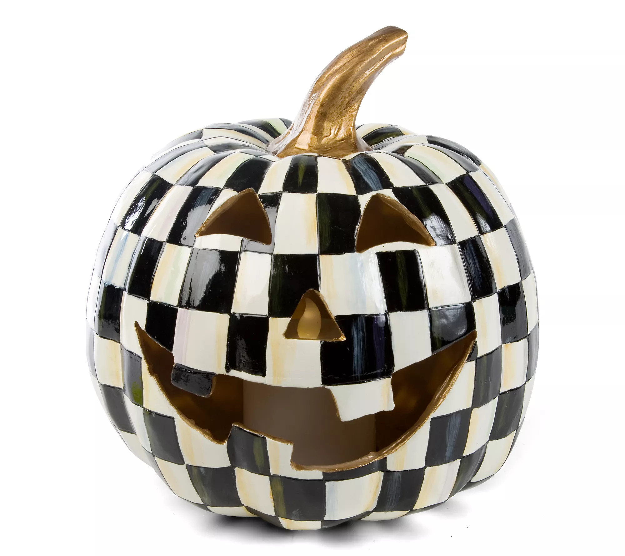 MacKenzie-Childs Courtly Check Illuminated Pumpkin - QVC.com | QVC