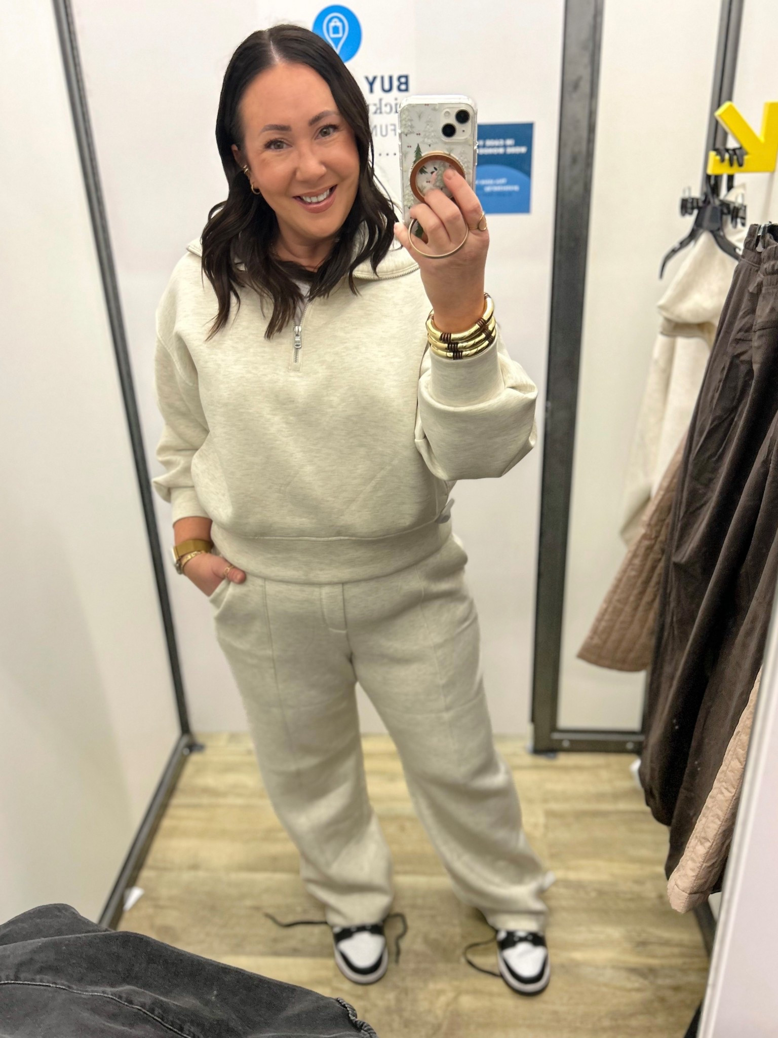 Half zip pullover on sale for $29! XL! Large matching fleece trouser pants. Made of the air essentials material. Not really fleece material. @oldnavy  

#LTKSaleAlert #LTKActive #LTKOver40