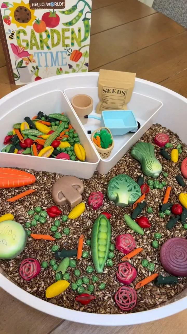 POV: your toddler just entered their gardening era 🌱🥕

This vegetable garden sensory play setup was such a fun mix of pretend play, fine motor activities, scooping, sorting, and learning through play.

We used our very veggie filler with dirt from @hippiehooray in our @inspiremyplay play tray with loose parts to compliment the garden 🥕🥬

Hi! I’m Mackenzie, NJ twin mom, sharing sensory play, easy kids activities, mom hacks, and the real (sometimes chaotic 😅) side of motherhood &  kids activities in NJ.

#sensoryplay #invitationtoplay #kidsinthegarden #toddleractivities #learningthroughplay 

sensory play, toddler activities, toddler sensory bin, learning through play, fine motor activities, busy toddler activities, pretend play, play based learning, easy toddler activities, toddler play ideas, gardening sensory play, garden activities for toddlers, vegetable garden sensory bin

#LTKmomlife #LTKKids #LTKSeasonal