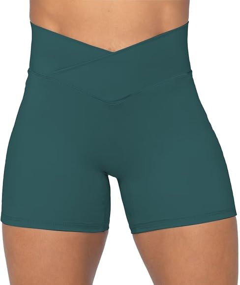 Sunzel Sunzfly Crossover Biker Shorts for Women, No Front Seam V High Waist Yoga Workout Gym Shor... | Amazon (US)