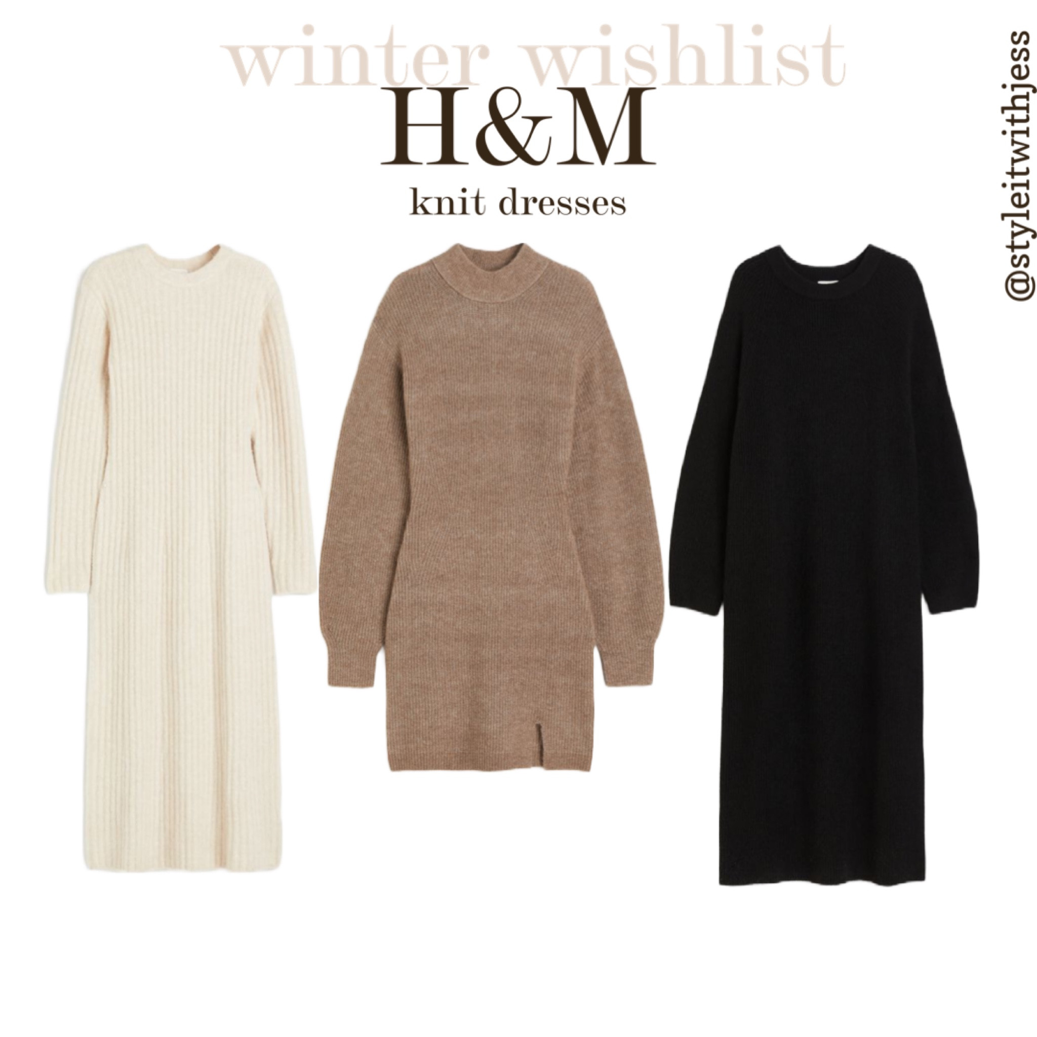H&M knit dresses 🤍🤎🖤

#LTKstyletip #LTKfindsunder100 #LTKover40