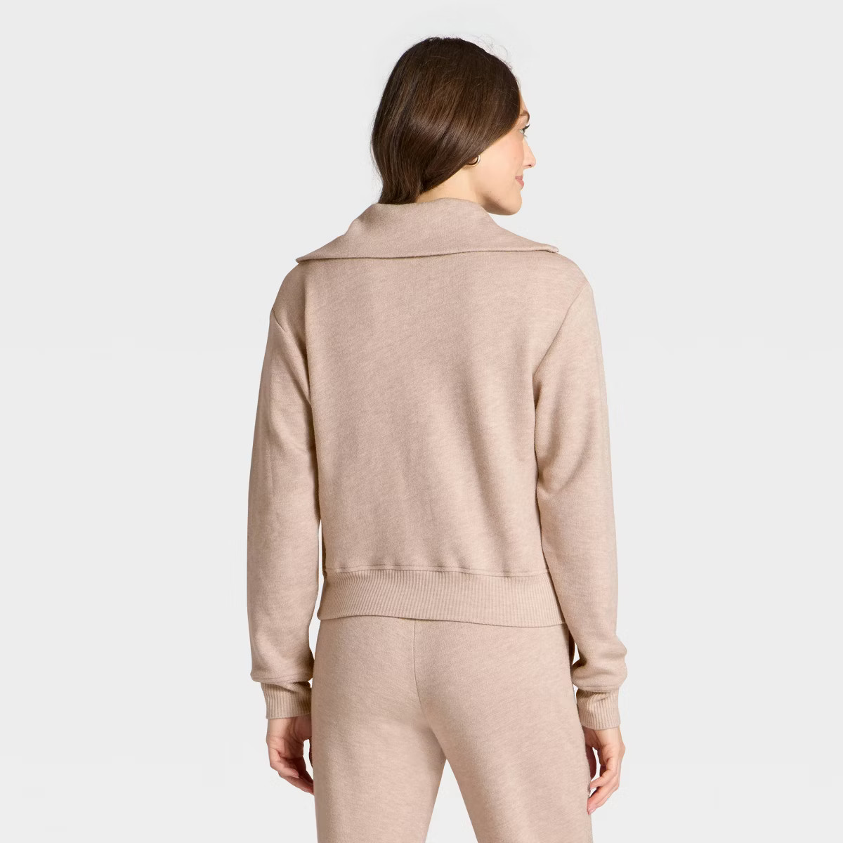 Women's Quarter Zip Pullover Sweatshirt - Universal Thread™ Heather Oatmeal M | Target