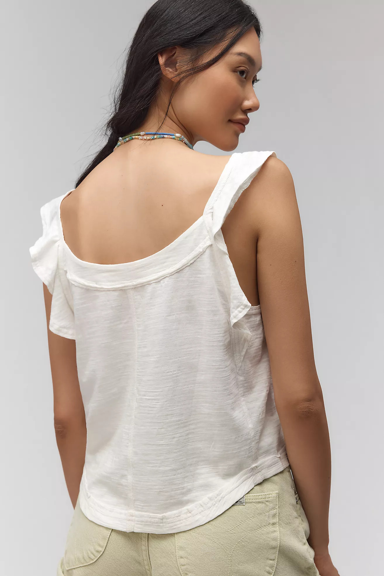 Pilcro Ruffle-Trim Scoop-Neck Tank | Anthropologie (US)