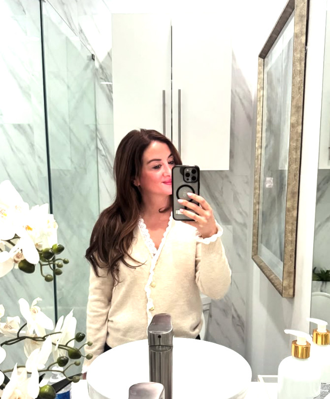 Love this ruffled cardigan!  

 #LTKootd #LTKOver40 #LTKSaleAlert