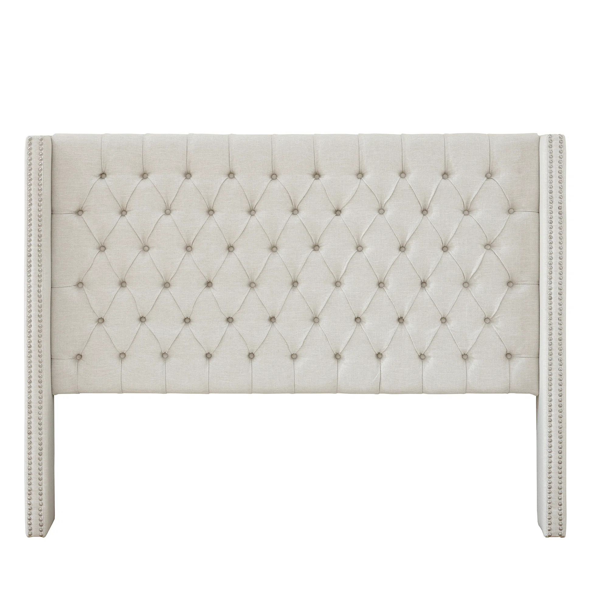 Ashwin Upholstered Wingback Headboard - Button Tufting & Nailhead Trim | Wayfair North America