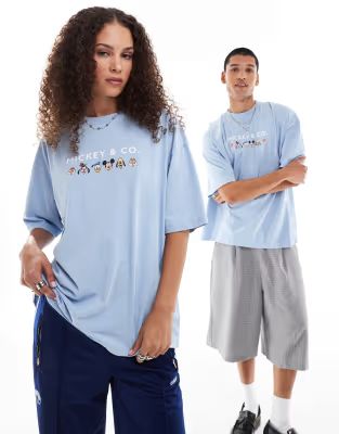 ASOS DESIGN Disney unisex oversized t-shirt with Mickey Mouse & Friends prints in light blue | ASOS (Global)