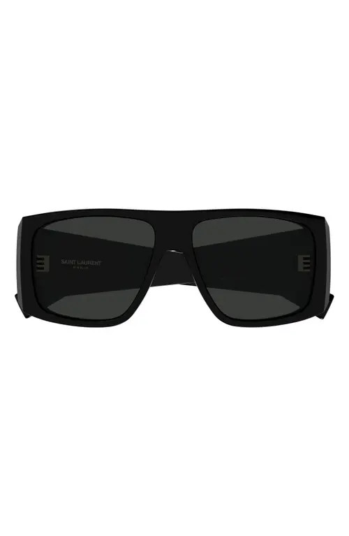 Saint Laurent 57mm Rectangular Sunglasses in Black at Nordstrom | Nordstrom